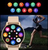Lige Smartwatch met Hartmonitor en Zuurstofmeter - Fitness Sport Activity Tracker Horloge - Silicoon Bandje Goud