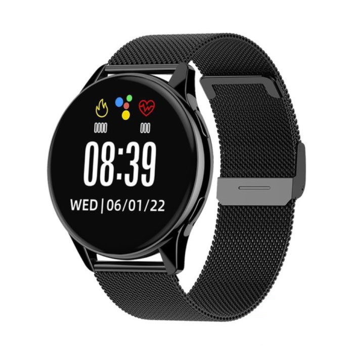 Smartwatch con cardiofrequenzimetro e misuratore di ossigeno - Fitness Sport Activity Tracker Watch - Cinturino in rete nero