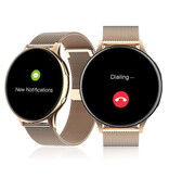 Lige Smartwatch met Hartmonitor en Zuurstofmeter - Fitness Sport Activity Tracker Horloge - Mesh Bandje Goud