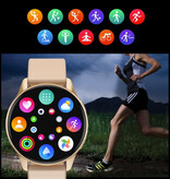 Lige Smartwatch con monitor cardíaco y medidor de oxígeno - Fitness Sport Activity Tracker Watch - Correa de malla dorada