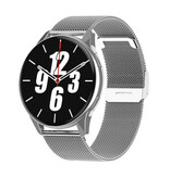 Lige Smartwatch con monitor cardíaco y medidor de oxígeno - Fitness Sport Activity Tracker Watch - Correa de malla plateada