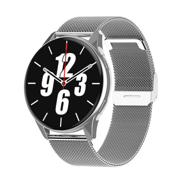 Smartwatch con cardiofrequenzimetro e misuratore di ossigeno - Fitness Sport Activity Tracker Watch - Cinturino in rete argento