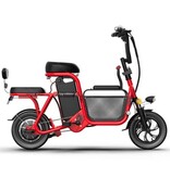 Daibot Bicicleta Eléctrica con Asiento Extra - Smart E Bike Plegable - 350W - Batería 8 Ah - Roja