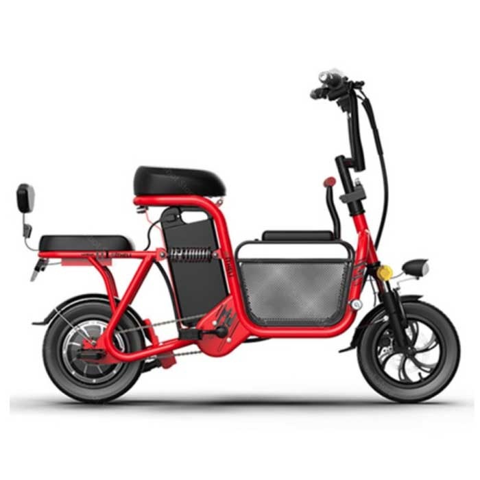 Bicicleta Eléctrica con Asiento Extra - Smart E Bike Plegable - 350W - Batería 8 Ah - Roja