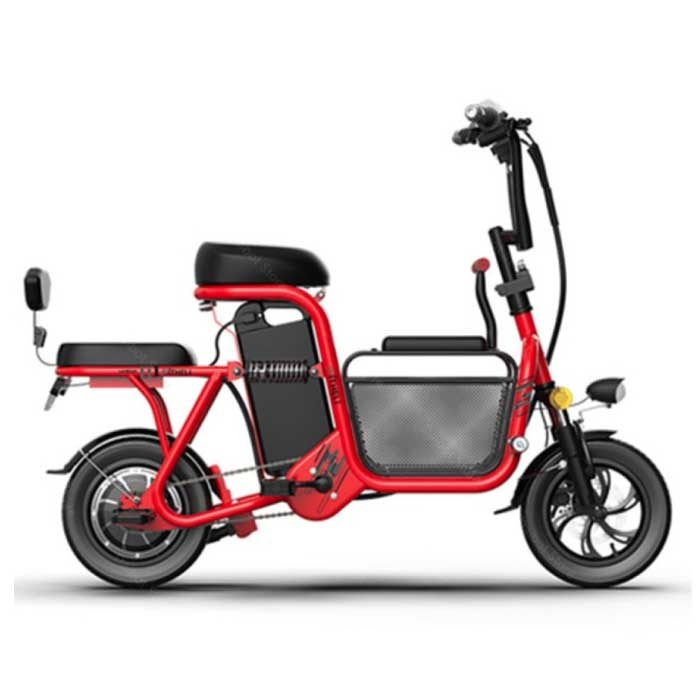 Bicicletta elettrica con sedile aggiuntivo - Smart E Bike pieghevole - 350 W - Batteria 8 Ah - Rossa