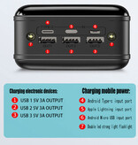 MKEPA Banque d'alimentation solaire 100 000 mAh avec 4 ports et 3 types de câble de charge - Lampe de poche intégrée - Chargeur de batterie d'urgence externe Sun Black - Copy