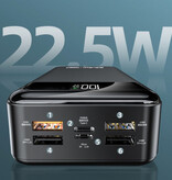 KEPAH Banque d'alimentation 100 000 mAh avec 4 ports de charge et 3 câbles - Alimentation 22,5 W - Lampe de poche intégrée - Chargeur de batterie externe Blanc