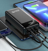 KEPAH Banque d'alimentation 100 000 mAh avec 4 ports de charge et 3 câbles - Alimentation 22,5 W - Lampe de poche intégrée - Chargeur de batterie externe Blanc