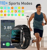 Melanda Zewnętrzny smartwatch MK66 – Wyświetlacz 1,85” – Zegarek z funkcją śledzenia aktywności, czarny