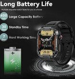 Melanda Reloj inteligente para exteriores MK66 - Pantalla de 1,85" - Reloj de seguimiento de actividad negro
