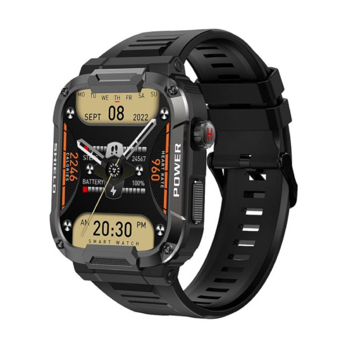 Reloj inteligente para exteriores MK66 - Pantalla de 1,85" - Reloj de seguimiento de actividad negro