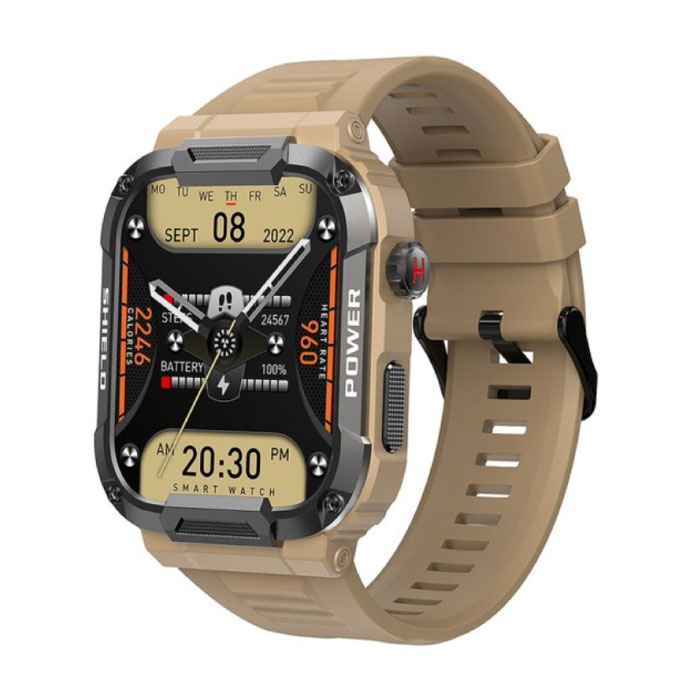 MK66 Outdoor-Smartwatch – 1,85-Zoll-Display – Aktivitätstracker-Uhr Khaki