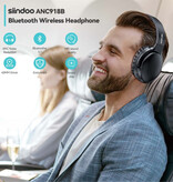 Siindoo ANC918B Kabellose Kopfhörer mit Mikrofon – HiFi-Stereo-Bluetooth 5.1-Headset, Schwarz