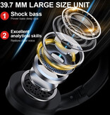 Siindoo JH919 Auriculares Inalámbricos con Micrófono - Auriculares Estéreo HiFi Bluetooth 5.1 Negros