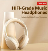 Lenovo Bezprzewodowe słuchawki TH30 z mikrofonem – 250 mAh – Zestaw słuchawkowy HiFi Bluetooth 5.1 ANC, różowe