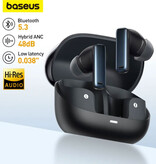 Baseus Auriculares Inalámbricos Bowie M2s - Auriculares HiFi ANC/ENC TWS Bluetooth 5.3 Blanco