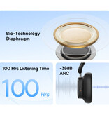 Baseus Słuchawki bezprzewodowe H1i – redukcja szumów ANC – bezprzewodowy zestaw słuchawkowy Bluetooth 5.3, czarny