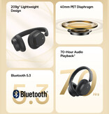 Baseus Słuchawki bezprzewodowe Bowie D05 — zestaw słuchawkowy HiFi Bluetooth 5.3 nauszne, szare