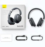 Baseus Bowie D05 Wireless Headphones - Over Ear HiFi Bluetooth 5.3 Headset Gray
