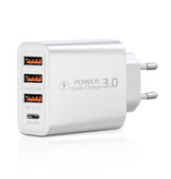 Maerknon Cargador de Enchufe de 4 Puertos 60W - PD / Quick Charge 3.0 / Cargador USB Cargador de Pared Adaptador de Cargador de Enchufe Blanco