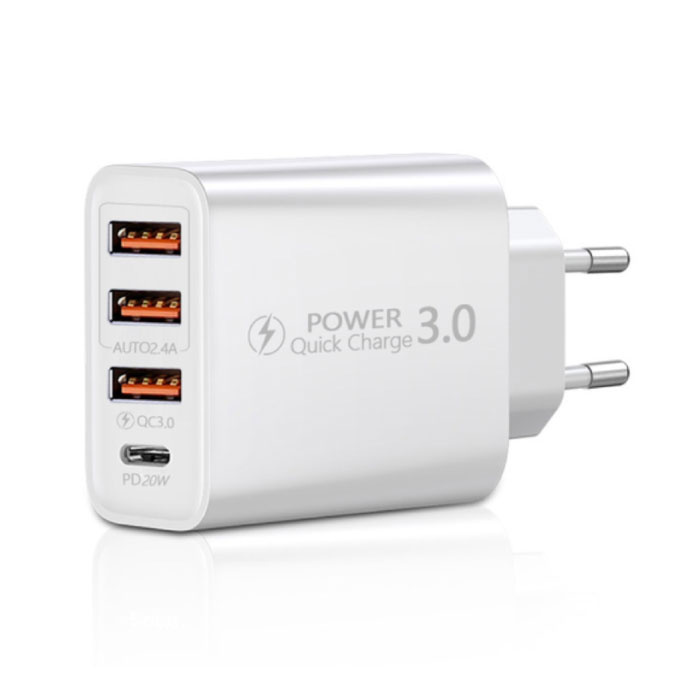Chargeur prise 4 ports 60W - PD / Quick Charge 3.0 / USB chargeur chargeur mural prise adaptateur chargeur blanc