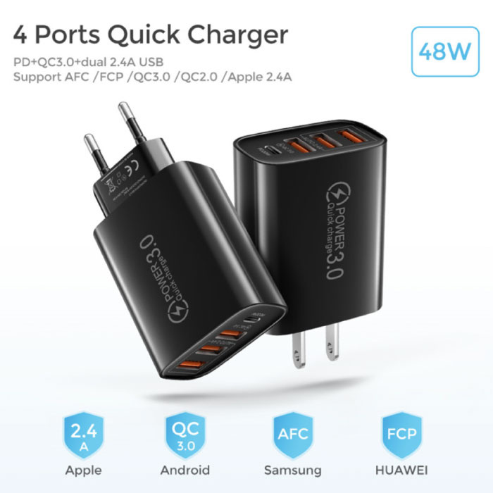 Chargeur Maerknon 4 ports 60W - Chargeur PD / Quick Charge 3.0