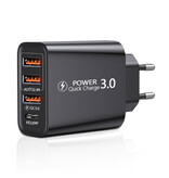 Maerknon 4-Poort Stekkerlader 60W - PD / Quick Charge 3.0 / USB Oplader Muur Lader Stekkerlader Adapter Zwart