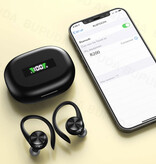 Bupuda Kabellose Sport-Ohrbügel-Kopfhörer – Ohrhörer TWS Bluetooth 5.0 Schwarz