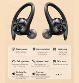 Bupuda Bezprzewodowe słuchawki sportowe z zaczepem na ucho - słuchawki douszne TWS Bluetooth 5.0 czarne