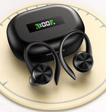 Bupuda Sport Oorhaak Draadloze Oortjes - Oordopjes TWS Bluetooth 5.0 Zwart