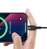 8D Câble de charge en spirale pour iPhone Lightning - 1 mètre - Câble de données de chargeur 2,4A Noir