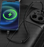 8D Câble de charge en spirale pour iPhone Lightning - 1 mètre - Câble de données de chargeur 2,4A Noir