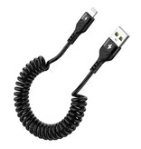 8D Spiral Charging Cable for iPhone Lightning - 1.5 meters - 2.4A Charger Data Cable Black