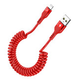 8D Cable de Carga Espiral para iPhone Lightning - 1,5 metros - Cable de Datos Cargador 2.4A Rojo