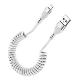 8D Cable de Carga Espiral para iPhone Lightning - 1,5 metros - Cable de Datos Cargador 2.4A Blanco