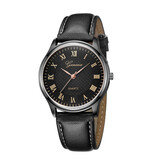 Geneva Klassische Uhr für Herren – Quarzwerk, Lederarmband, Schwarz