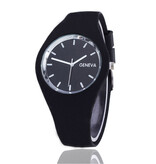 Geneva Jelly Watch Unisex - Movimiento de Cuarzo Correa de Silicona Negro