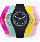 Geneva Jelly Watch Unisex - Movimiento de Cuarzo Correa de Silicona Negro