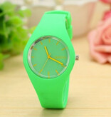 Geneva Jelly Watch Unisexe - Mouvement Quartz Bracelet Silicone Vert Menthe