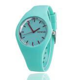 Geneva Jelly Watch Unisex - Quartz Movement Silicone Strap Mint Green