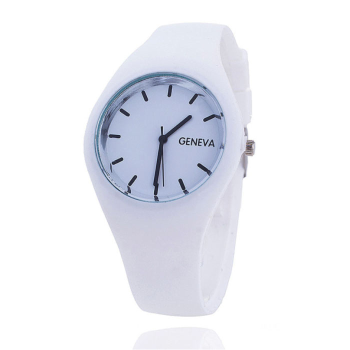 Geneva Zegarek Jelly unisex – silikonowy pasek z mechanizmem kwarcowym, biały