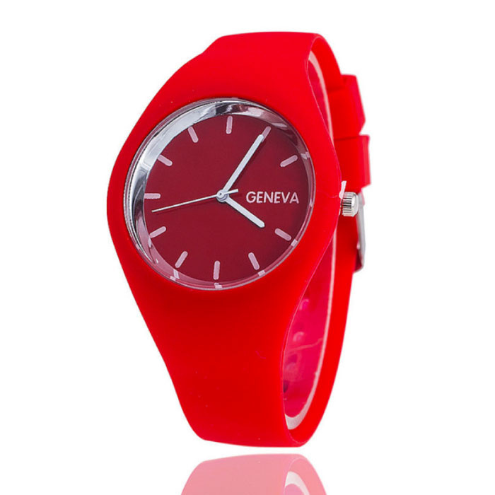 Jelly Watch Unisexe - Mouvement Quartz Bracelet Silicone Rouge