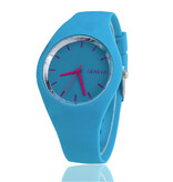 Geneva Jelly Horloge Unisex - Kwarts Uurwerk Silicoon Bandje Blauw