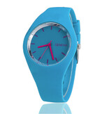 Geneva Jelly Watch Unisexe - Mouvement Quartz Bracelet Silicone Bleu