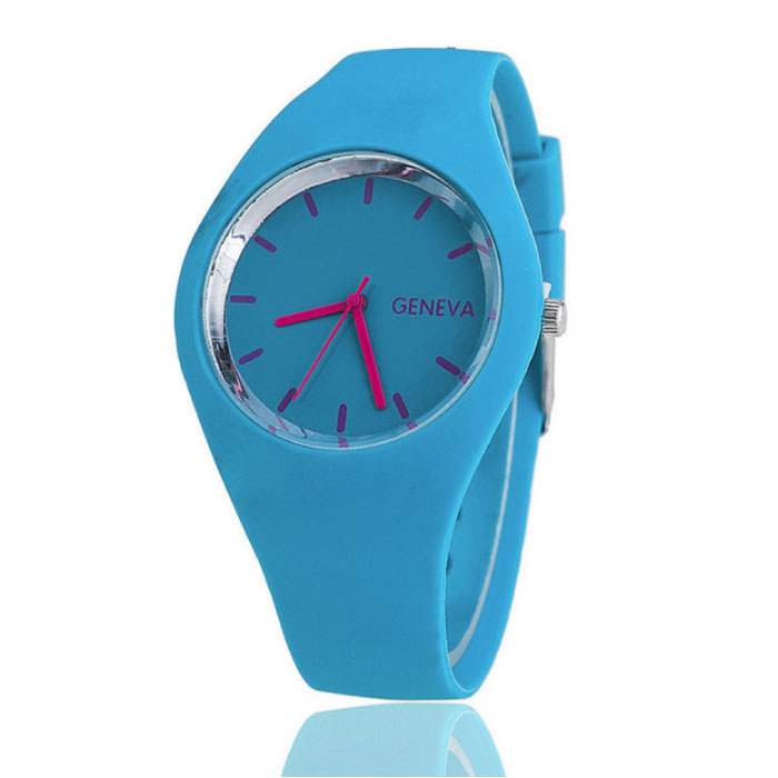 Geneva Jelly Horloge Unisex - Kwarts Uurwerk Silicoon Bandje Blauw