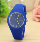 Geneva Jelly Watch Unisex - Movimiento de Cuarzo Correa de Silicona Azul Oscuro