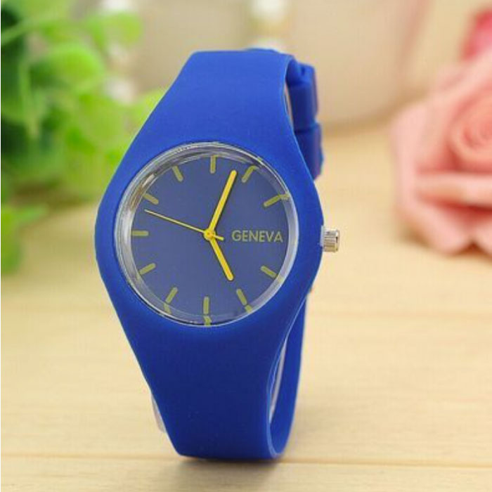 Jelly Watch Unisex - Movimento al Quarzo Cinturino in Silicone Blu Scuro