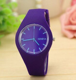 Geneva Jelly Watch Unisex - Movimento al Quarzo Cinturino in Silicone Blu Scuro