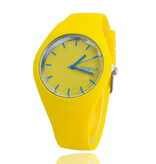 Geneva Jelly Watch Unisex - Movimiento de Cuarzo Correa de Silicona Amarillo