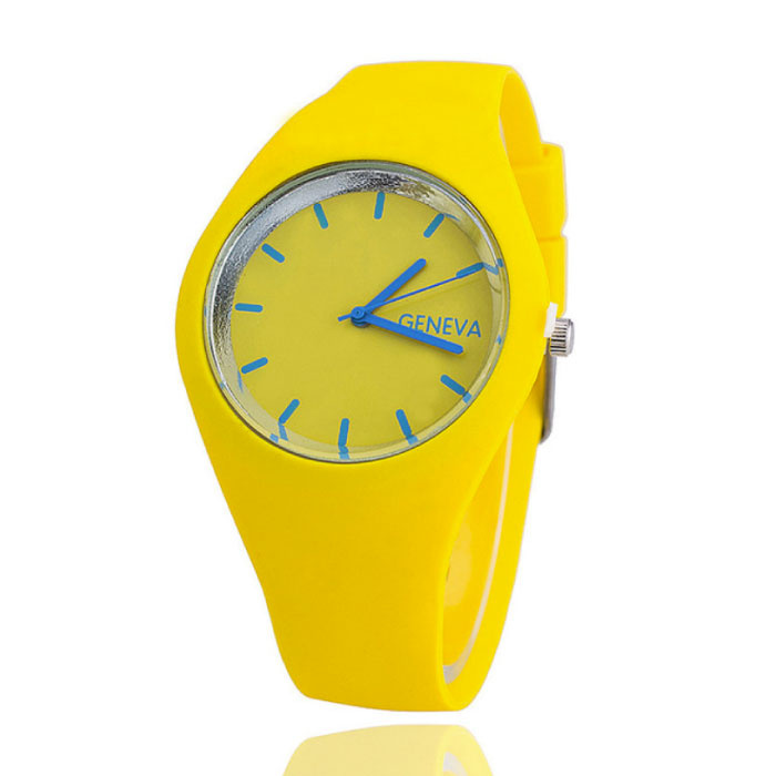 Geneva Jelly Watch Unisex - Quartz Movement Silicone Strap Yellow